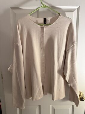 H&M Cream Button-Front Knit Cardigan
